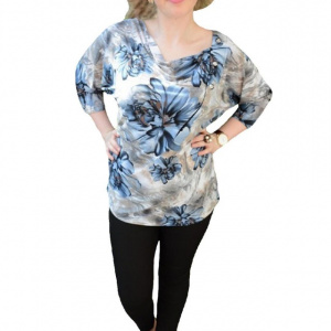 Bluze cu maneca scurta, casual, culoare negre-albastre - Img 1