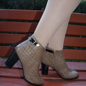 Botina casual cu model ce imita pielea de sarpe, nuanta maro - Img 3