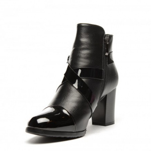 Botina casual, culoare neagra, cu aspect mat si detalii lucioase - Img 4