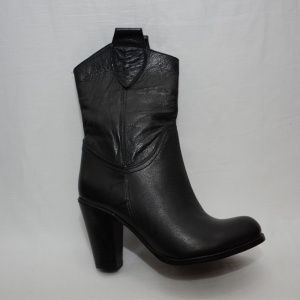 Botina cowboy, neagra, de lungime medie, mult peste glezna - Img 3