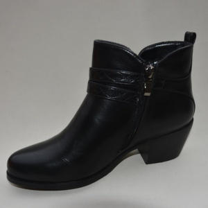 Botina neagra, confortabila, cu toc lat de inaltime medie - Img 3