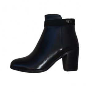 Botina scurta pana la glezna, culoare neagra, cu toc gros, comod - Img 1