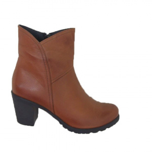 Botina simpla de zi, de culoare maro, cu model de cusaturi - Img 1