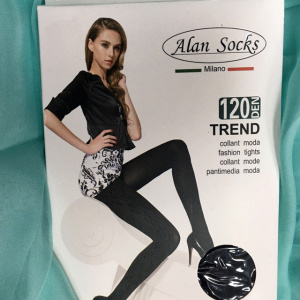 Ciorap de dama cu model deosebit, culoare neagra si 120 DEN - Img 2