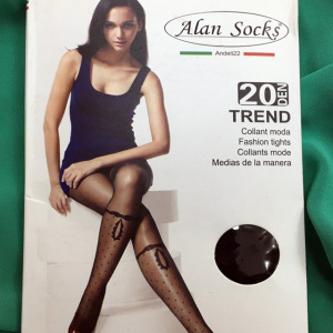 Ciorap pantalon de 20 DEN, nuanta de negru cu model de buline - Img 3