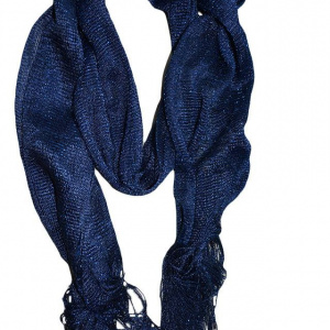 Esarfa chic cu aspect lucios, de culoare albastra, model elegant - Img 1