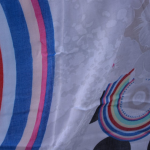 Esarfa de zi din vascoza fina, design multicolor cu buline, flori - Img 5