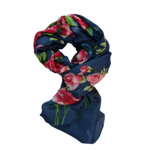Esarfa fina cu model deosebit de culoare fuchsia,bleumarin - Img 7