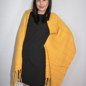 Fular dama Dalma ,model cu patratele,galben - Img 2