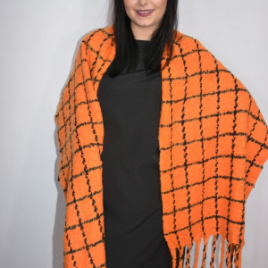 Fular dama Dalma ,model cu patratele,portocaliu - Img 2