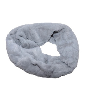 Fular Lenna cu insertii de blanita,model cilcular,nuanta de gri - Img 1