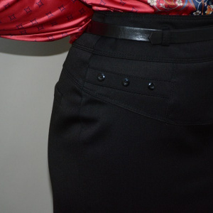 Fusta dreapta din stofa, de culoare neagra, cu design simplist - Img 7