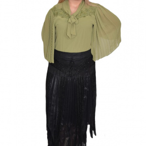 Fusta eleganta, lejera, cu aspect asimetric, de culoare neagra - Img 1