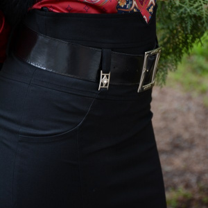 Fusta neagra de lungime medie, model clasic cu design simplist - Img 5