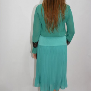 Fusta tinereasca, nuanta de turcoaz, material plisat, elastic in talie - Img 4