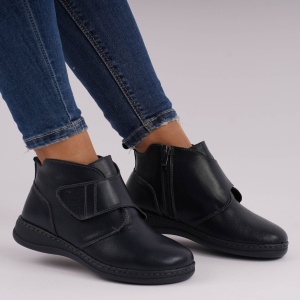 Ghete Piele Naturala Imblanite Talpa Casual NEGRU