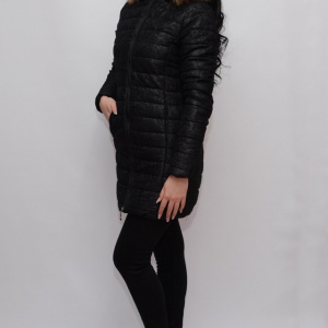 Jacheta neagra, din fas, cu design de dantela aplicata deasupra - Img 4