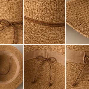 Pălărie de Damă Bej cu Boruri Largi și Detalii Elegante – Accesoriu Chic pentru Vară, Plajă - Img 3