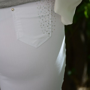 Pantalon alb de vara, tip creoin cu strasuri mici, masura mare - Img 5