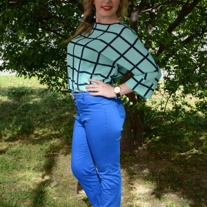 Pantalon casual, de culoare albastra, model lung pentru vara - Img 4