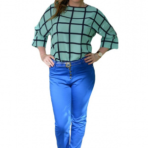 Pantalon casual, de culoare albastra, model lung pentru vara - Img 1