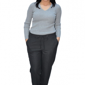 Pantalon casual Jeniffer cu model pe picior ,gri - Img 1
