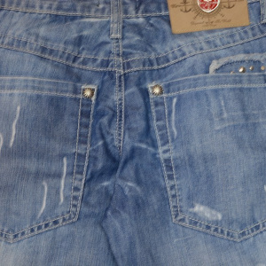Pantalon de blug de culoare albastra, cu model cu aspect uzat - Img 4