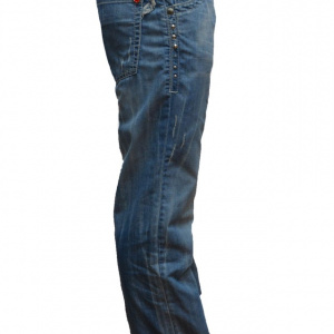 Pantalon de blug de culoare albastra, cu model cu aspect uzat - Img 6