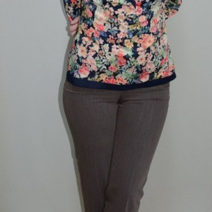 Pantalon elegant cu cusaturi, model clasic, de culoare maro - Img 3