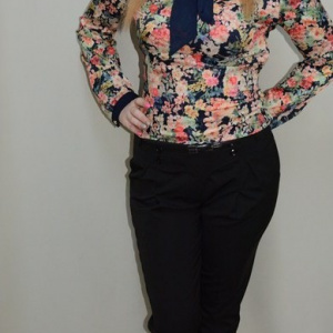 Pantalon elegant, cu talie inalta, design cambrat, nuanta neagra - Img 6