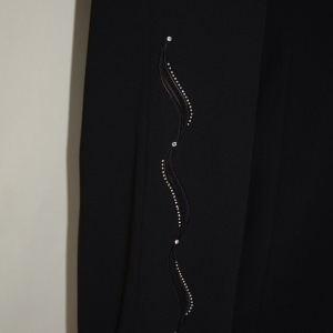 Pantalon elegant, nuanta de negru, design de strasuri - Img 3