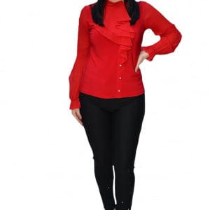 Pantalon elegant Yava cu insertii de strasuri,negru - Img 1