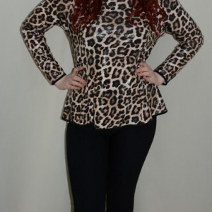 Pantalon fashion, nuanta de negru, curea animal-print - Img 2