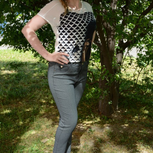 Pantalon gri din material de calitate, model lung, masura mare - Img 3