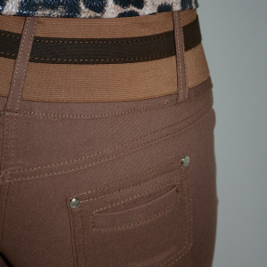 Pantalon in tendinte, culoare maro, curea lata in talie - Img 6