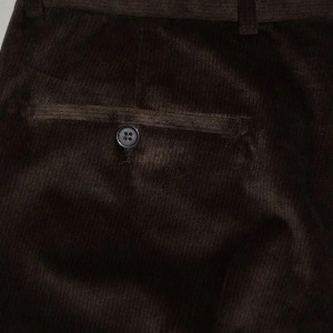 Pantalon la dunga, de culoare maro inchis, cu model in tesatura - Img 5
