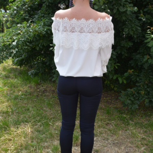 Pantalon lung cu croi conic, din material subtire, bleumarin - Img 4