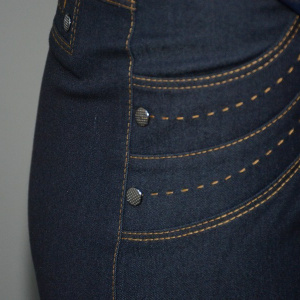 Pantalon masura mare, de culoare bleumarin, cu aspect de blug - Img 5