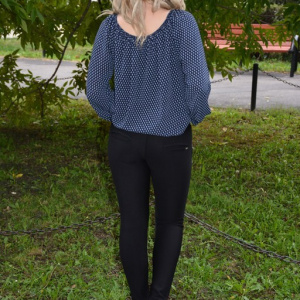 Pantalon modern, nuanta neagra, model casual, cambrat pe picior - Img 5