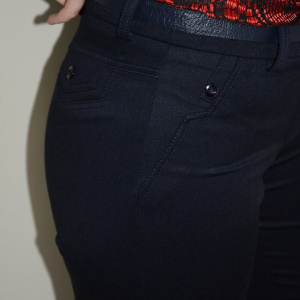 Pantalon office, nuanta bleumarin, nasturi vintage aplicati - Img 4