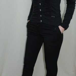 Pantalon tineresc, nuanta de negru, buzunare laterale - Img 2