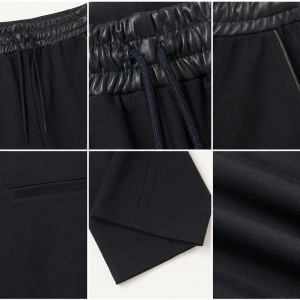 Pantaloni Damă Negri Elastici cu Detalii din Piele Ecologică, Talie Elastică și Șnur - Img 3