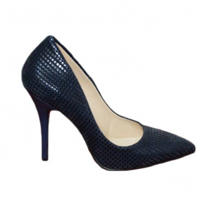 Pantof bleumarin cu design de patratele lucioase pe un fond mat - Img 1