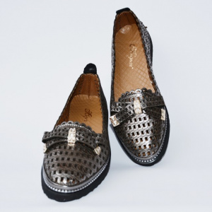Pantof casual din piele , negru sidef - Img 3