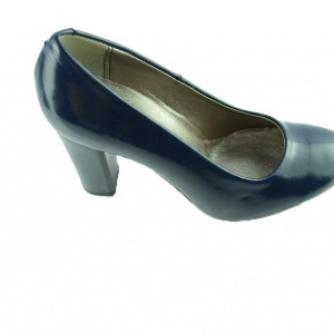 Pantof de culoare bleumarin din piele lacuita cu toc inalt lat - Img 5