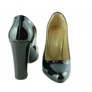 Pantof de zi cu aspect lucios, de culoare neagra, model clasic - Img 5