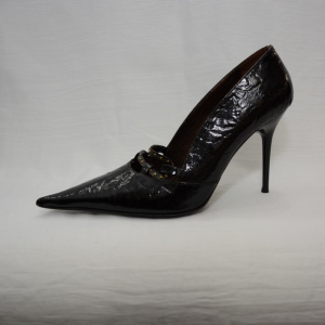 Pantof elegant, nuanta de negru, varf ascutit fashion - Img 6
