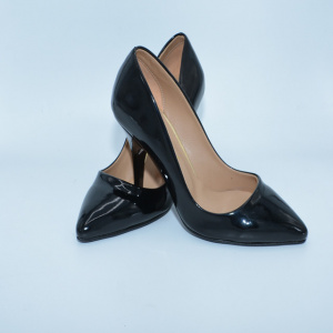 Pantof negru cu toc cui si varf ascutit, model clasic tip stiletto - Img 5