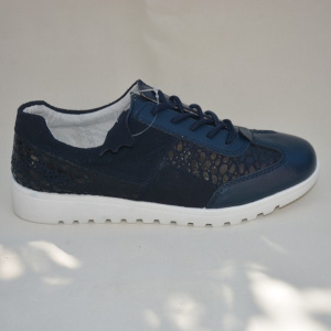 Pantof sport din piele naturala intoarsa cu design de buline fine - Img 2
