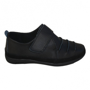 Pantof tip sport cu bareta peste picior, din piele naturala, negru - Img 6